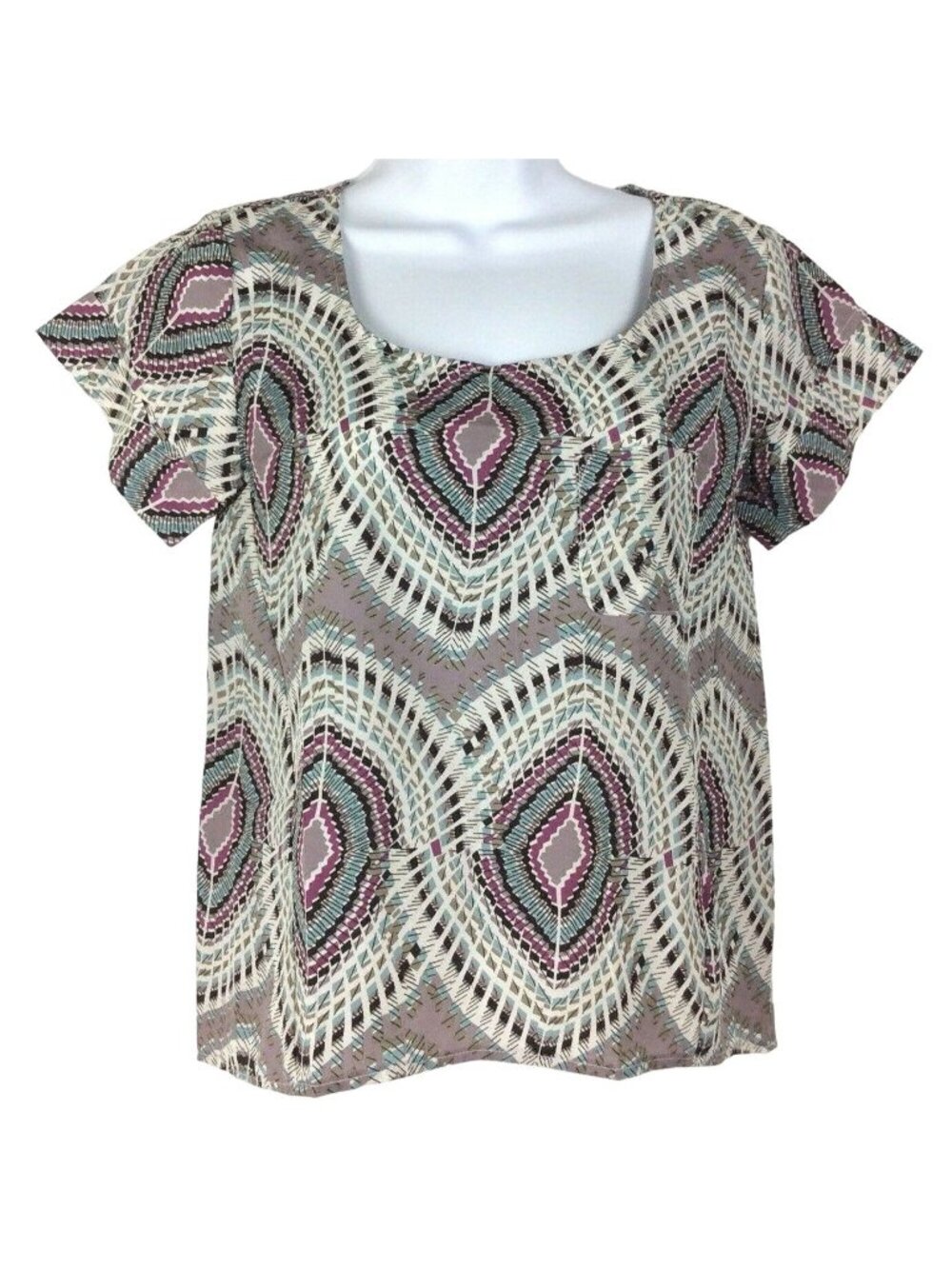 H.I.P. Tribal Print Blouse XS Polyester Made In USA